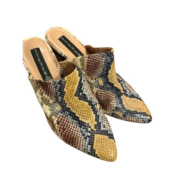 Steven by Steve Madden Nox Snake Python Chunky Block Heeled Mules Sz 8 Womens Fa - Image 5