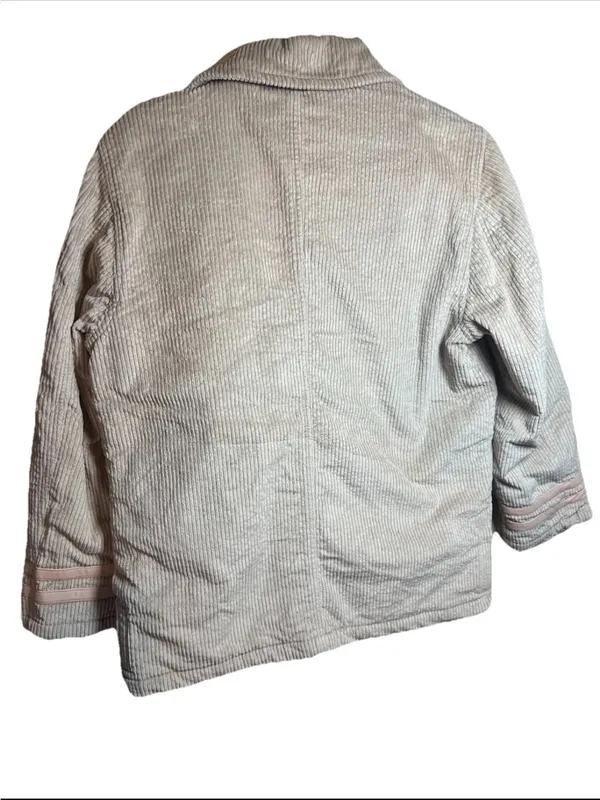 Vintage Replay And Sons Corduroy Pea Coat Beige/plaid Lining Size 6 Military - Image 5