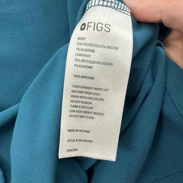 Figs Tela Scrub Top Button Down‎ Short Sleeve Pacific Blue Women's XS - Image 4