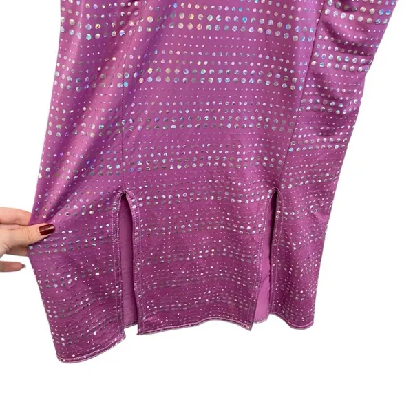 Vintage Y2K Kelle Purple Rhinestone Dance Costume Dress Adult Medium Made in USA - Image 4