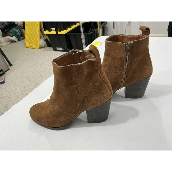Womans Ecote Size 6 Cognac Suede Zip Block Heel Ankle Boots - Image 3