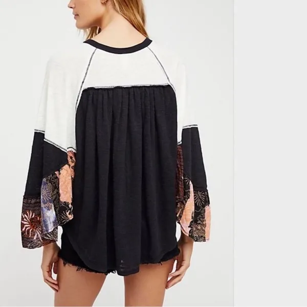 Free People Raglan Sleeve Blouse Black - Image 2