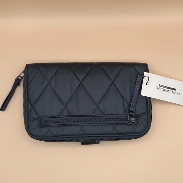 Vera Bradley Essential Tab Wallet Peacoat Ultralight‎ Quilted Navy Blue New - Image 4