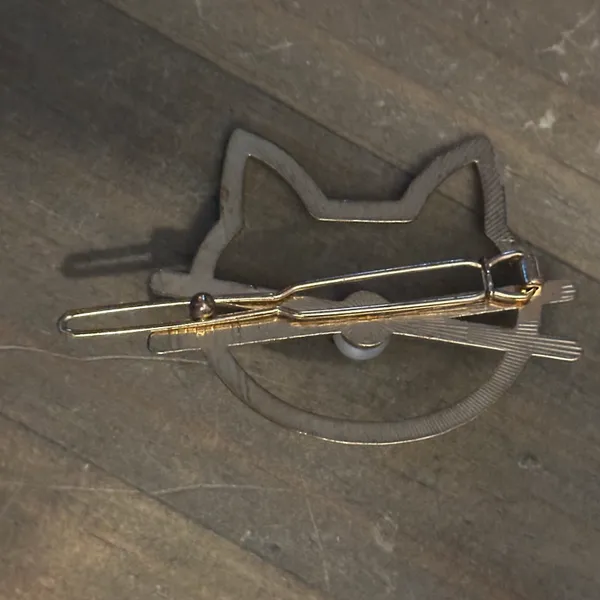 Cat Face Hair Barrette Gold - Image 5