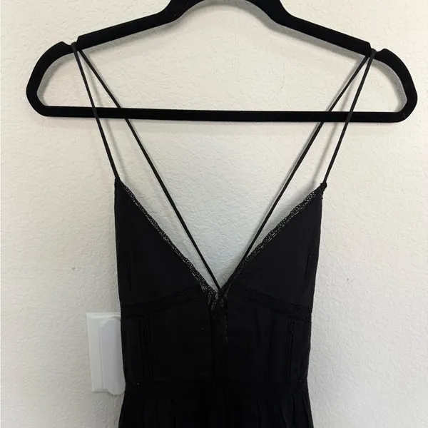 ZARA Black Lace Insert Open Back Strappy Midi Dress Large NEW - Image 6