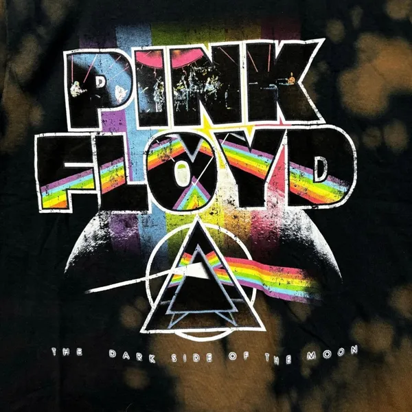 Pink Floyd Dark Side of the Moon Psychedelic Rock Bleach Dye Large - Image 2