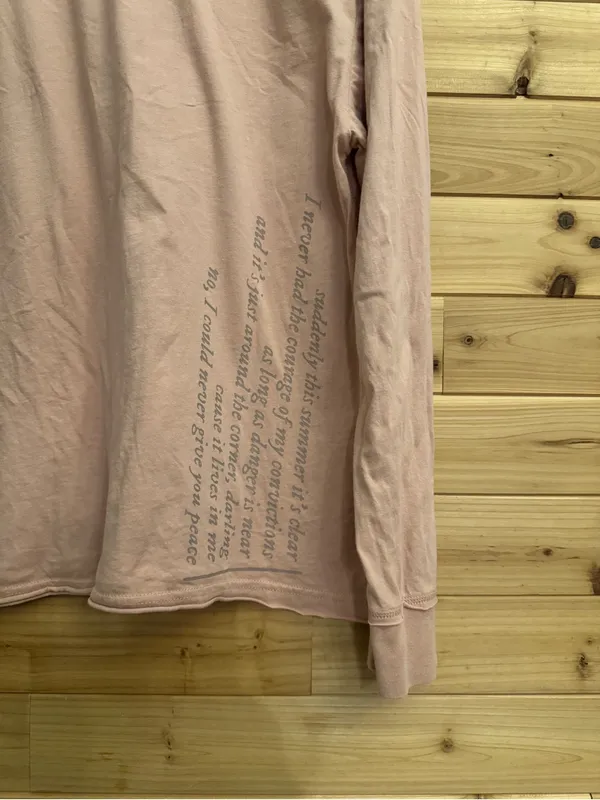 Taylor Swift Medium Pink Folklore Peace Long Sleeve Henley Cotton Lightweight - Image 3
