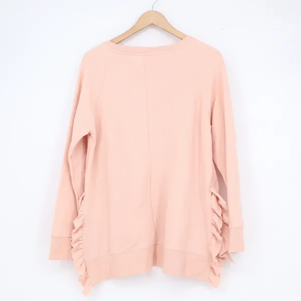 Alya Womens Peach Pink Ruffle Side Fleece Pullover Sweatshirt Size M - Image 5
