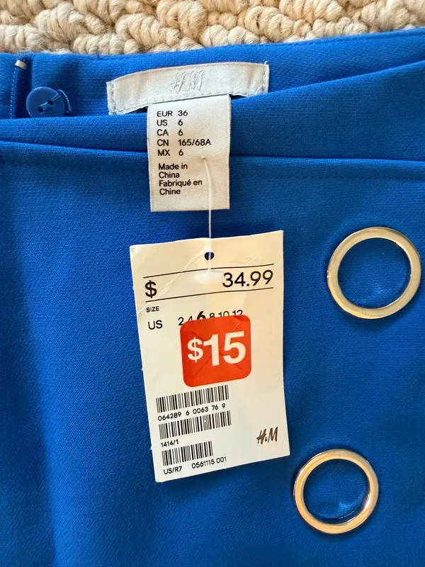 H&M Blue Women's Mini Skirt with O-Ring Detail - Image 4