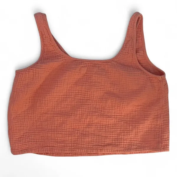 UGG Cinthia Coral Peach Cotton Gauze Crop Tank - Image 4