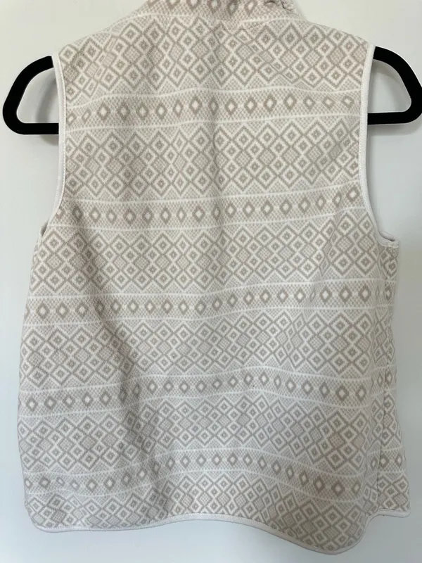 Hasting & Smith Fleece Full-Zip Vest Women's PM Cream Beige Geometric Diamond - Image 5