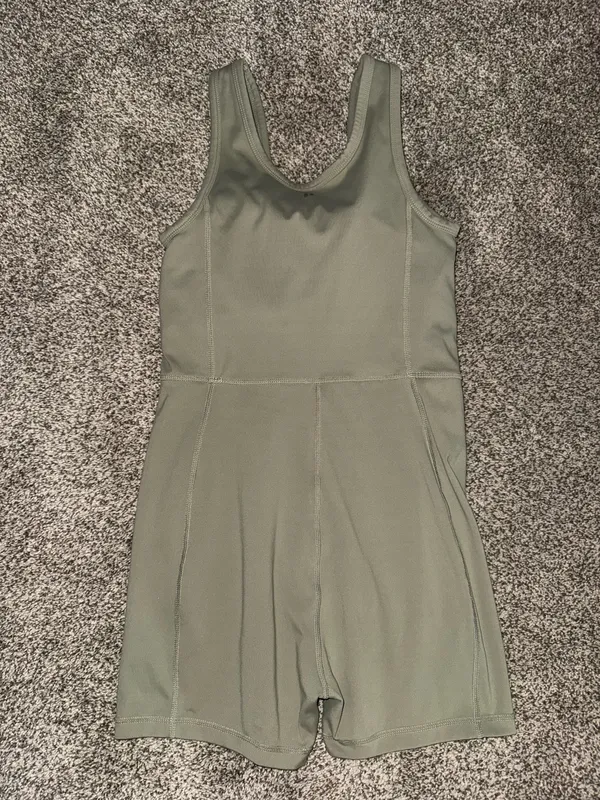 PAC 1980 Green Athletic One-Piece Romper with Built-in Bra - Image 2