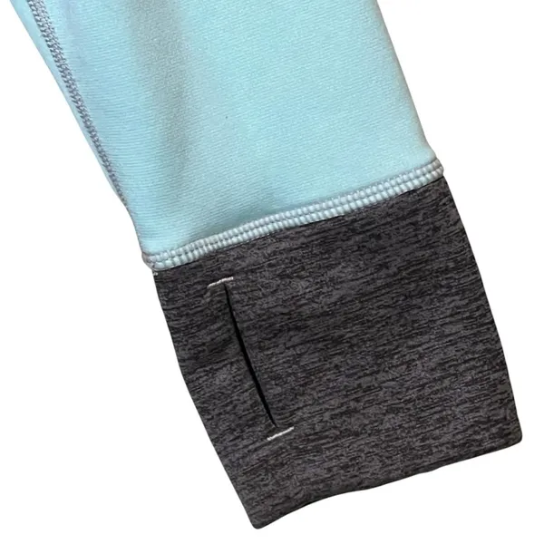 Nike Therma-Fit Hoodie Womens L Gray Mint Fleece Pullover Thumbholes Sweatshirt - Image 9