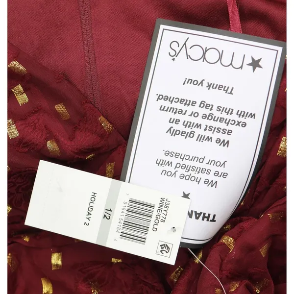 NWT B. Darlin Double Tiered Chiffon Sheer Puff Sleeve Dress Wine Red / Gold 1/2 - Image 7