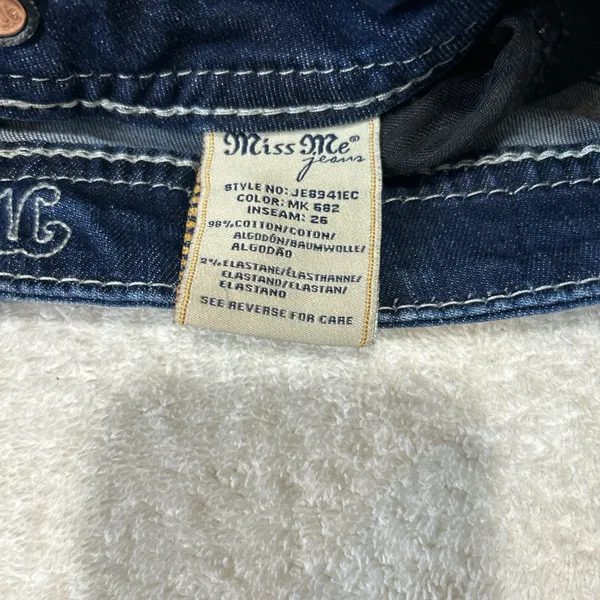 Miss Me Easy Crop Jeans Mid Rise Bling Pocket Denim Inseam 26 - Image 8