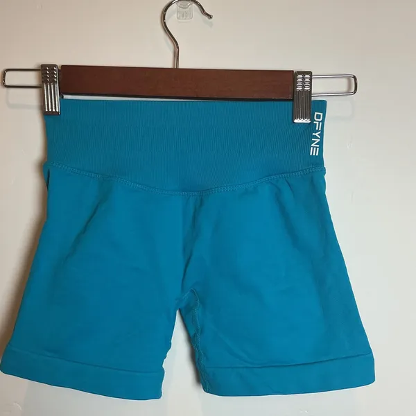 DFYNE Dynamic Seamless Scrunch Butt Gym Shorts Teal Blue High Waist Small XS - Image 3