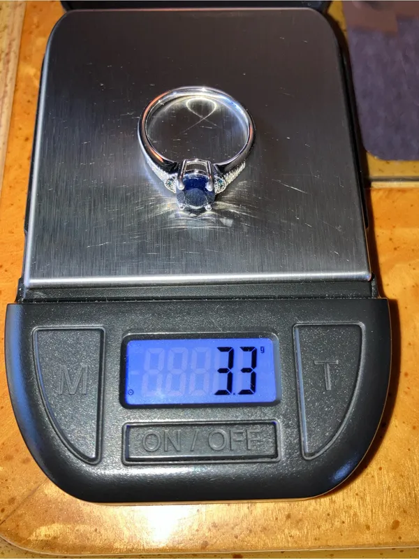 Genuine Blue Sapphire Blue Diamond Ring Size 9 - Image 11
