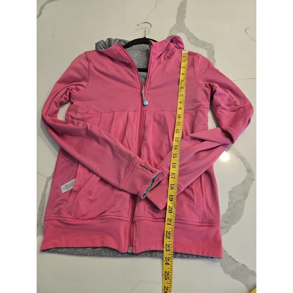 ​Ivivva Lululemon Girls 14 Reversible Full Zip Hoodie Gray Hot Pink Thumbholes - Image 13