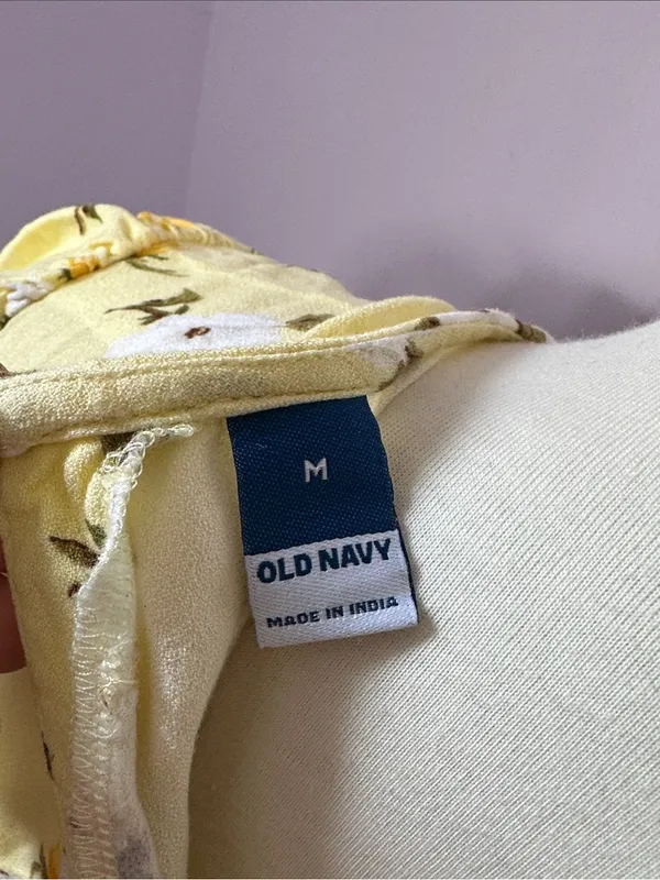 Old Navy Yellow Floral Mini Dress with White Blossoms - Image 3