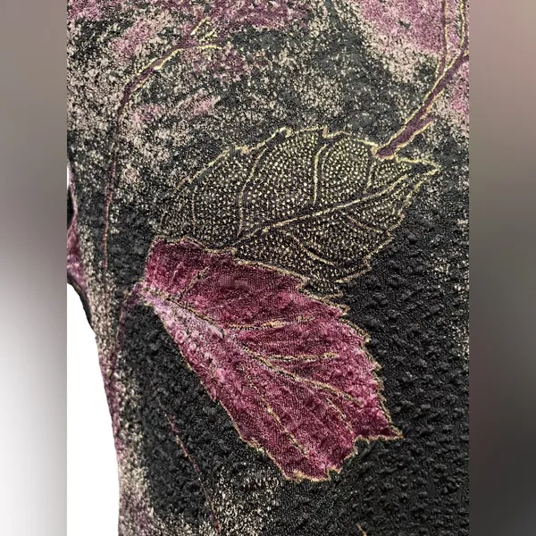 N Touch Vintage 90s Whimsygoth Autumn Fall Moody Artsy Witchy Leaf Stretch Top - Image 2