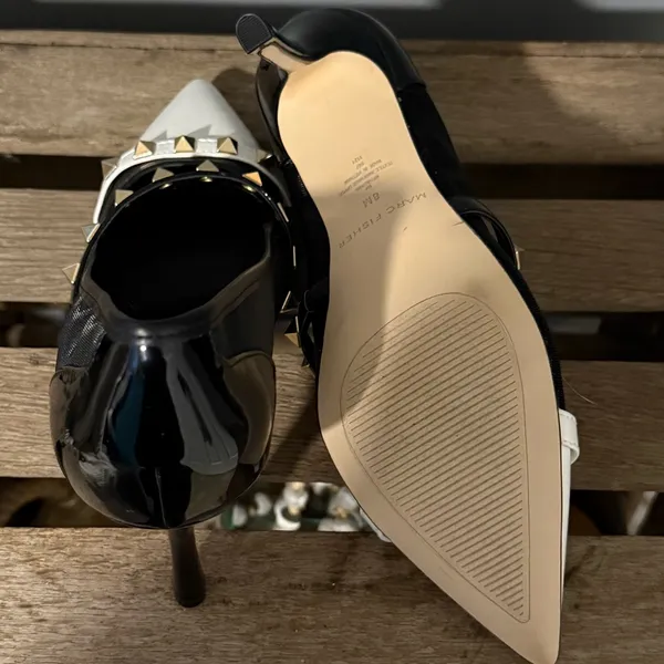 NEW Marc‎ Fisher Hadama 8M Black White Studded Heels Rockabilly A26 - Image 12