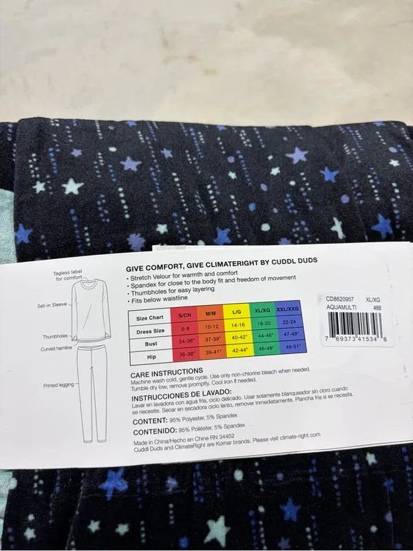 Cuddl Duds ClimateRight NWT 2 piece set crew neck and legging velour XL - Image 5
