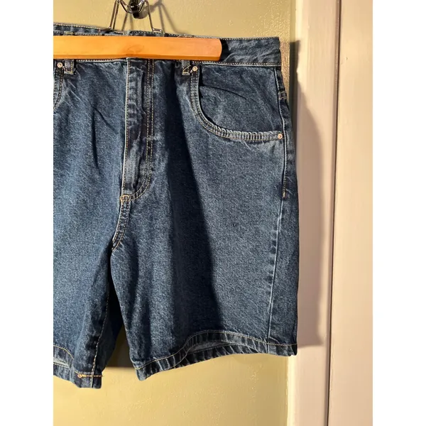 Cotton On Women's Size 10 Midi Denim Dad Shorts Dark Stone Wash 100% Cotton High - Image 5