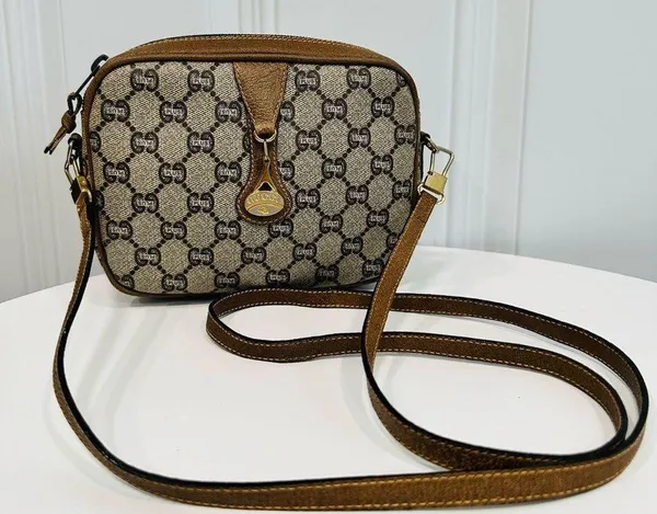 GUCCI PLUS GG Pattern Mini Shoulder Bag PVC Leather Brown ( Vintage) - Image 2