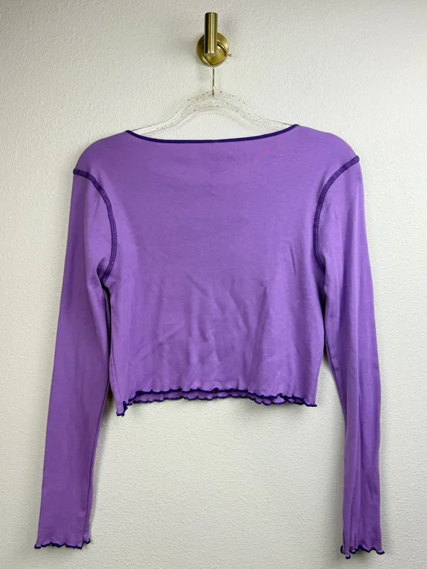 Hot Topic x Olivia Rodrigo NWT Lilac Fairy Graphic Long-Sleeve Crop Top Size L - Image 4