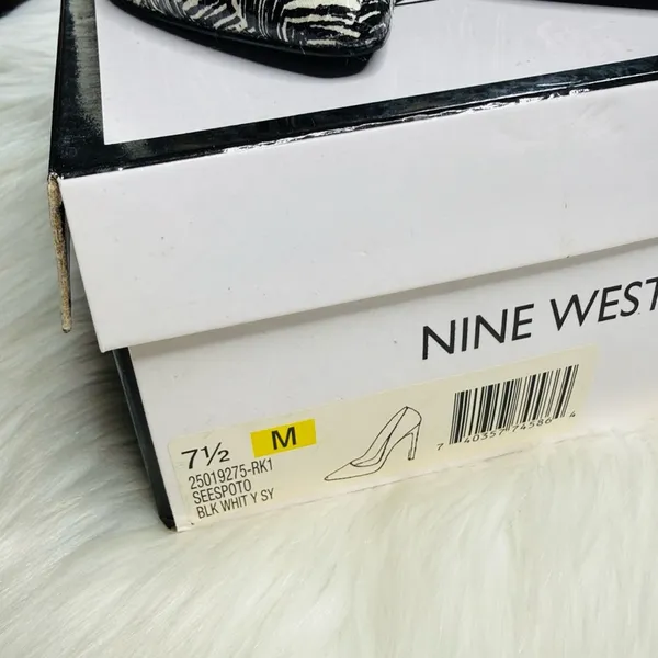 Nine West Black and White Chevron 4” Inch Stilettos - Image 4