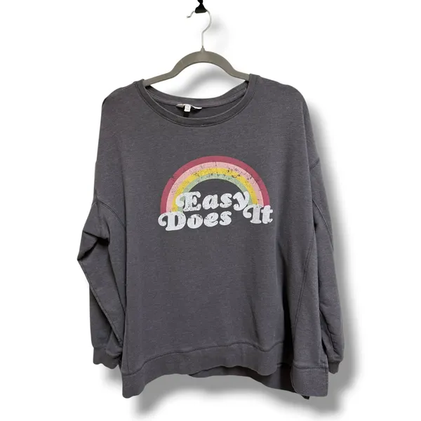 Wildfox Easy Does It Rainbow Sommers Sweatshirt Charcoal‎ Gray XXL Oversized - Image 3
