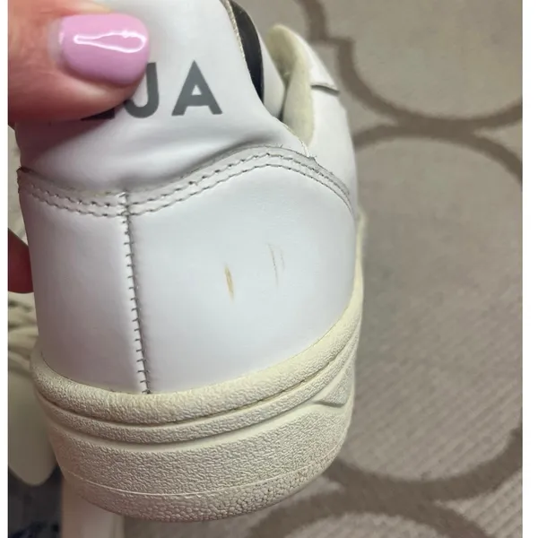 Veja V-10 sneakers all-white leather perforated toes lace.up sneakers, size 10 - Image 11