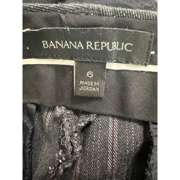 Banana Republic Sloan Slim Ankle Pants Womens 6 Charcoal Gray Pinstripe‎ Stretch - Image 4