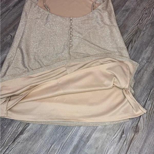 Princess Polly Womens Kailey Mini Dress Champagne Sparkly Spaghetti Size 6 Small - Image 7