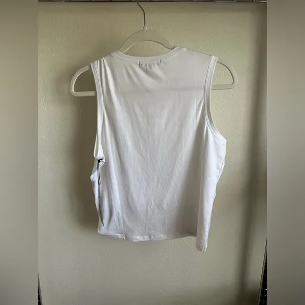 ZOBHA White Sleeveless Women's Top with tie in front. - Image 8