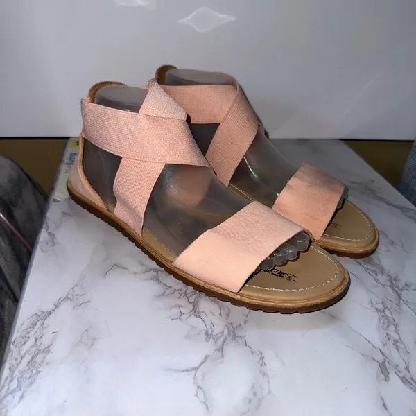 Sorel Ella Sandal Women 9.5 Pink Leather Elastic‎ Ankle Strap Open Toe Boho - Image 2