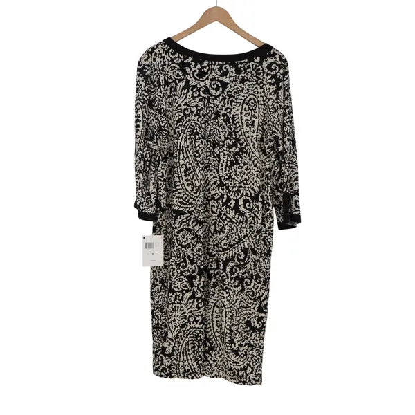 Jaclyn Smith Caftan Womens XL Black White Paisley V-Neck 3/4 Sleeve NEW - Image 5