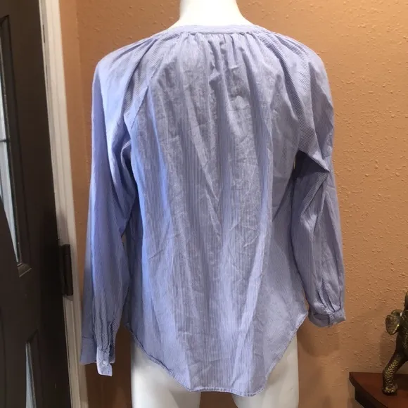 Ann Taylor loft blue striped button up blouse - Image 4