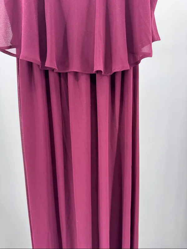 Show Me Your MuMu Caitlin Ruffle Maxi Dress S Merlot Chiffon flowy wedding event - Image 6