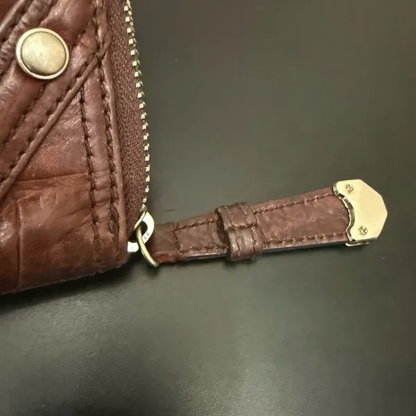 B MAKOWSKY Brown 100% Genuine Leather Zip Around Wallet 8”X4” - Image 8