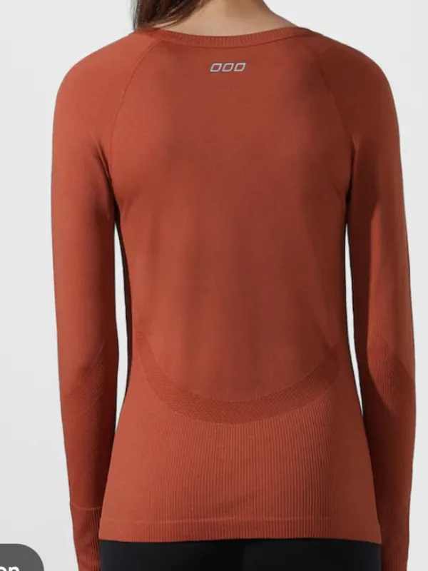 Lorna Jane Active Comfort Seamless Long Sleeve Top in Rust Orange Large $100 - Image 2