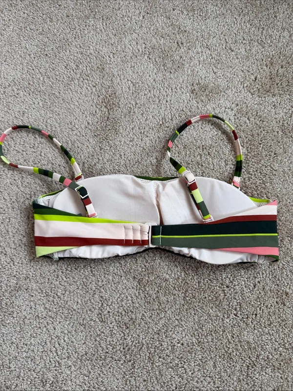 Aerie Multi Color Striped Bandeau Bikini Top. Size Small - Image 2