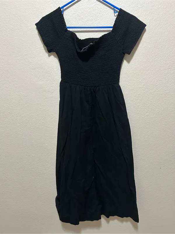 Abercrombie & Fitch Black Smocked Midi Dress Size XS Cottagecore Coquette - Image 2