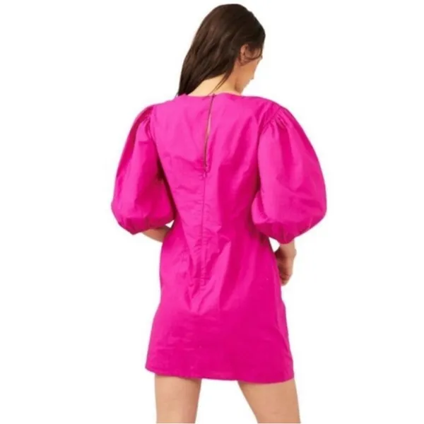 FREE PEOPLE Hope Mini Dress Fuchsia Pink Fantastic Poplin Cotton - Image 2