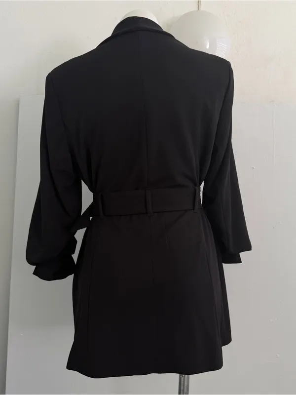 NEW BBJ Los Angeles Blazer Dress MEDIUM Black Belted Tailored Mini Blazer - Image 5
