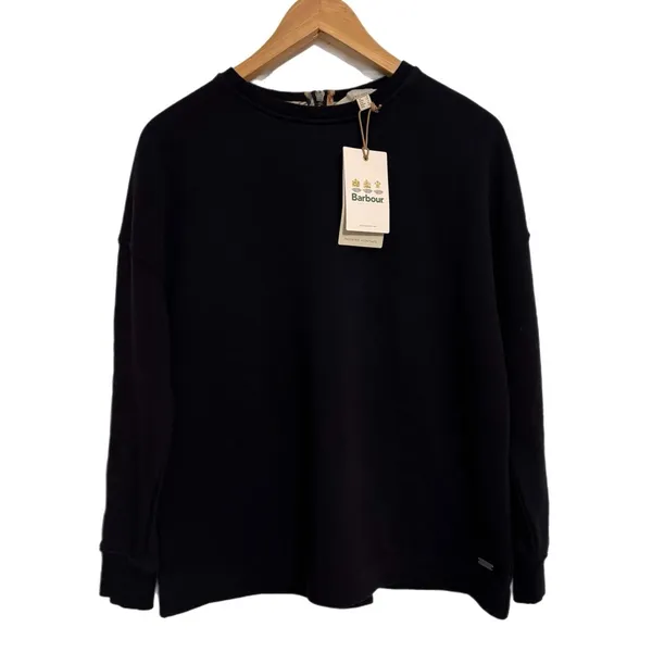 BARBOUR Modern Heritage Sweatshirt Pullover Women’s Sz 4 Small Black Back Zip - Image 3