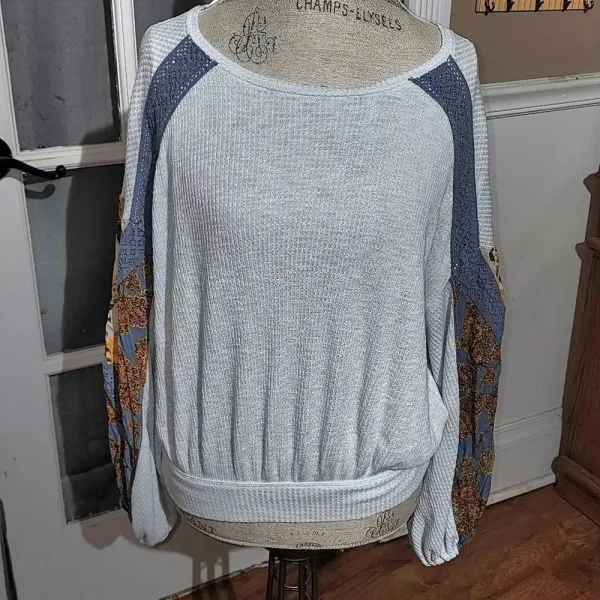 Free People Womens Casual Clash‎ Long Sleeve Shirt Top Small - Image 2