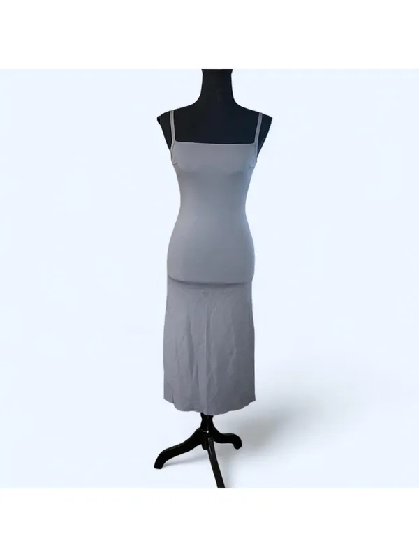 Zara vintage Y2K gray midi dress minimalist fitted slip dress Size Small - Image 2