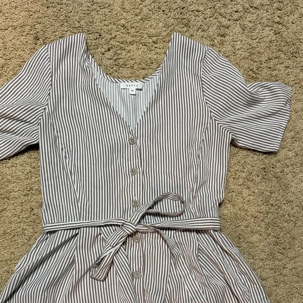 VETTA Black and White Striped Midi Dress - Image 3