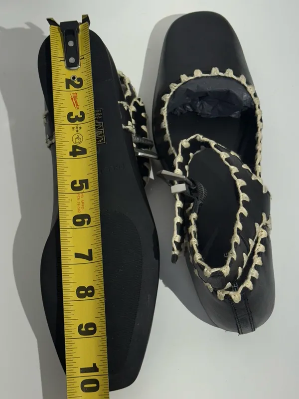 NWOB Free People Crochet Mystic Black Mary Jane Flats White Stitching Size 8.5 - Image 13
